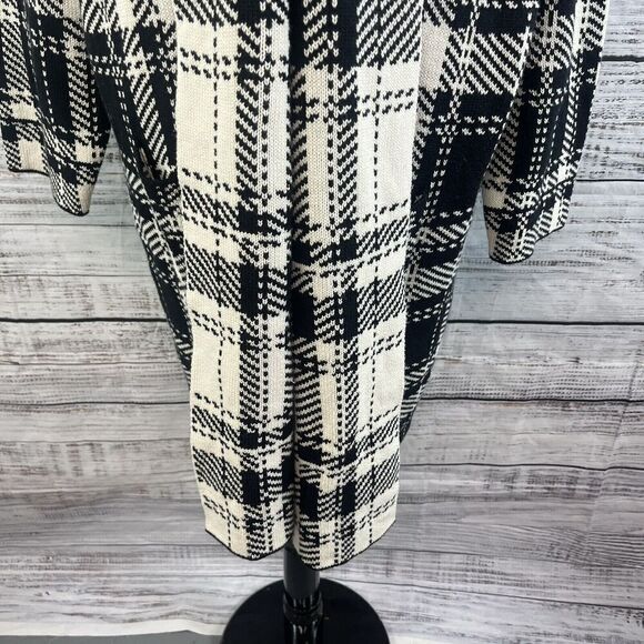 Chaps Duster Long Cardigan Sweater Plus size 2X Black Ivory Plaid Stretch Preppy - Picture 8 of 14
